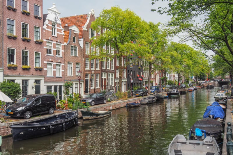 Canal in Jordaan Neighborhood of Amsterdam