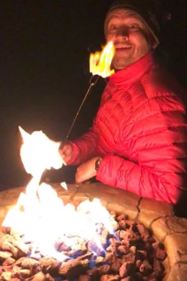 camping in big sur dave with marshmallows