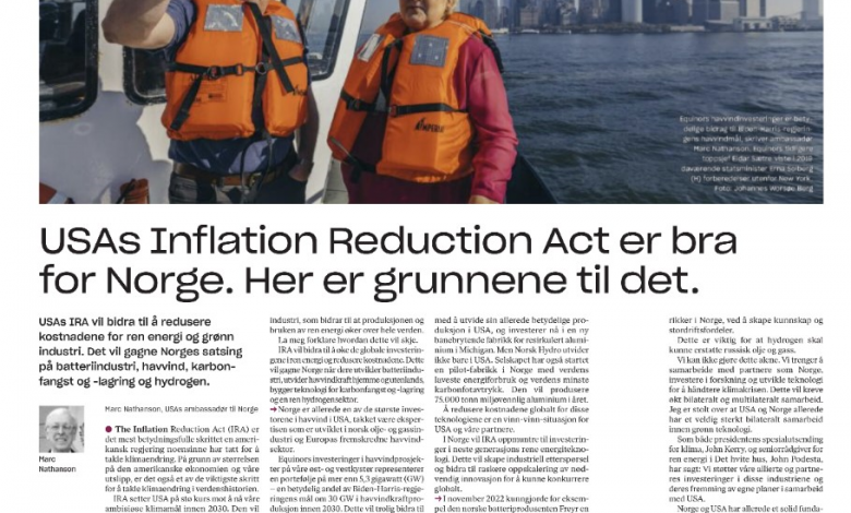 Photo of Op-Ed: The US Inflation Reduction Act is good for Norway