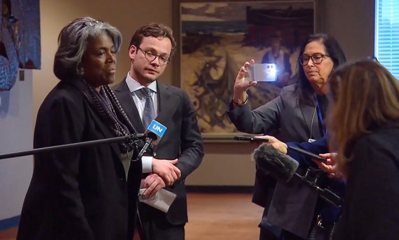 Photo of Remarks by Ambassador Linda Thomas-Greenfield at UN Security Council stakeout on Russia’s UNSC Presidency