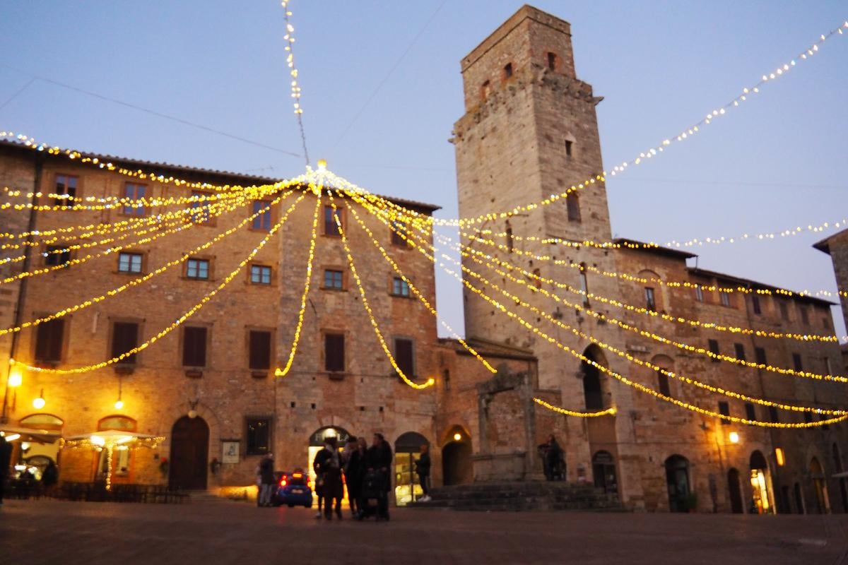 Twilight on Piazza della Cisterna, San Gimignano