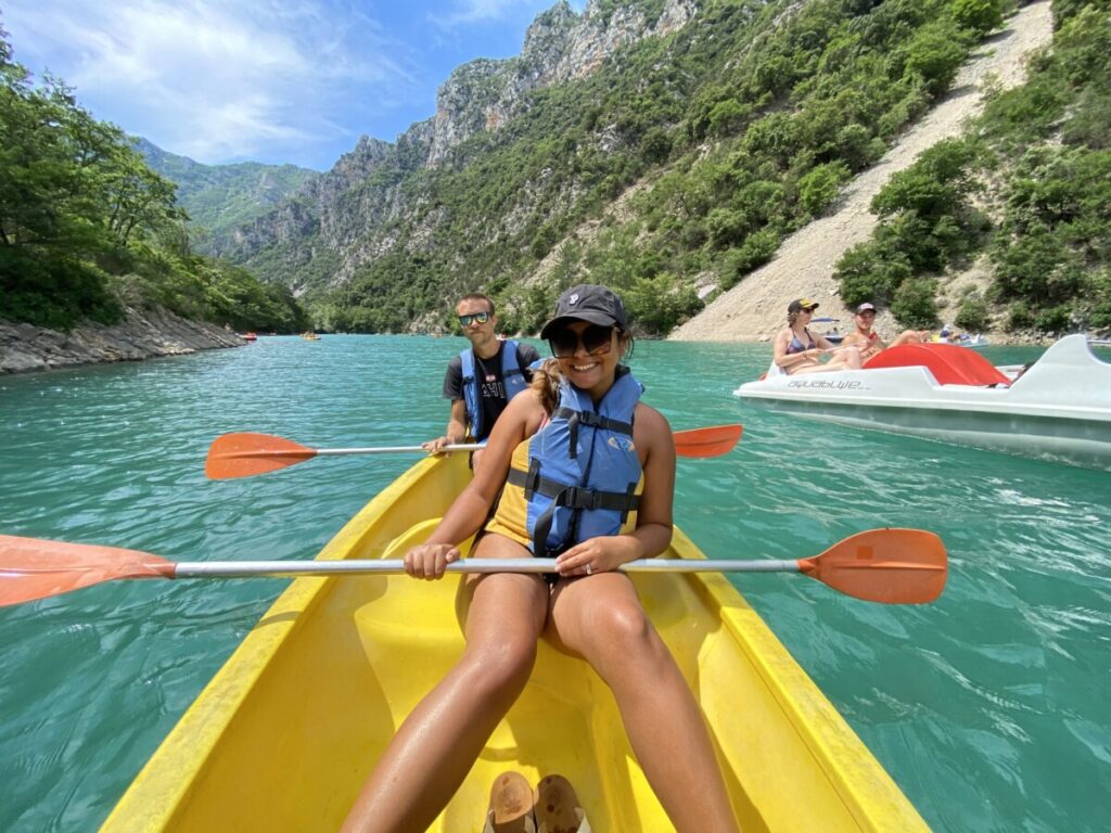 Couple on a kayak in the Gorges du Verdon in southern France