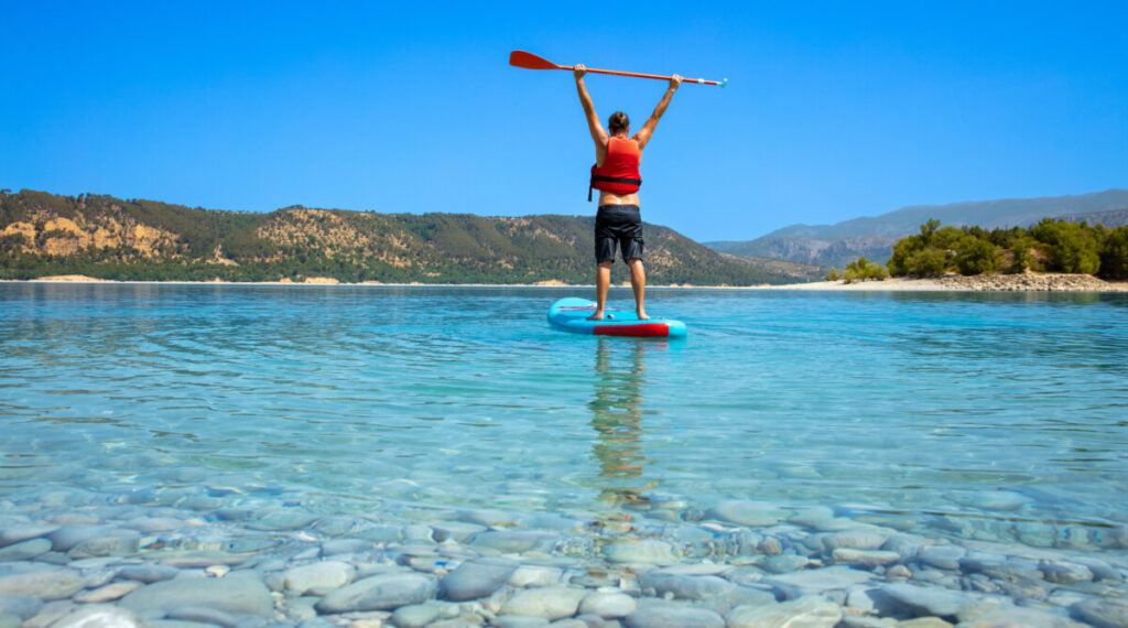 Man paddle boarding in Gorges du Verdon, France