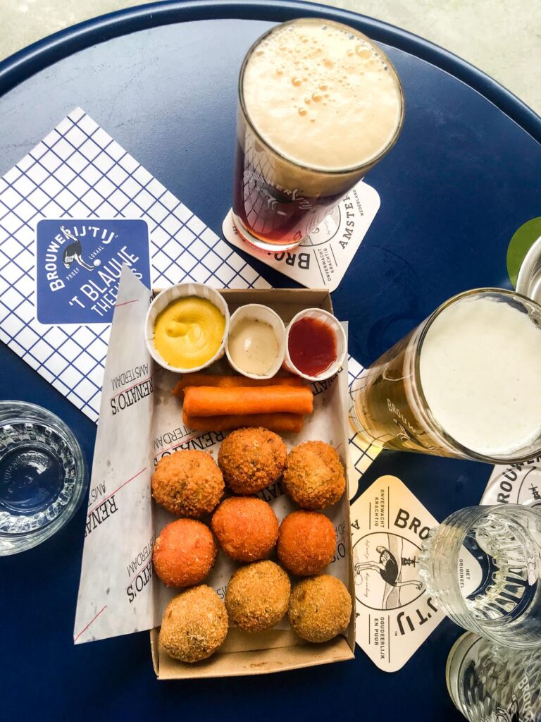 Traditional Dutch snacks and craft beer in 't Blauwe Theehuis, Amsterdam